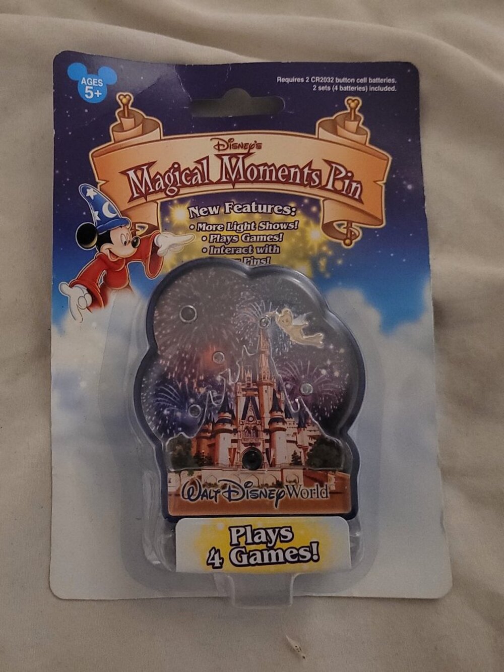 Vintage Disney Magical Moments Light-Up Pin Mickey Mouse 100 Years of Magic Walt